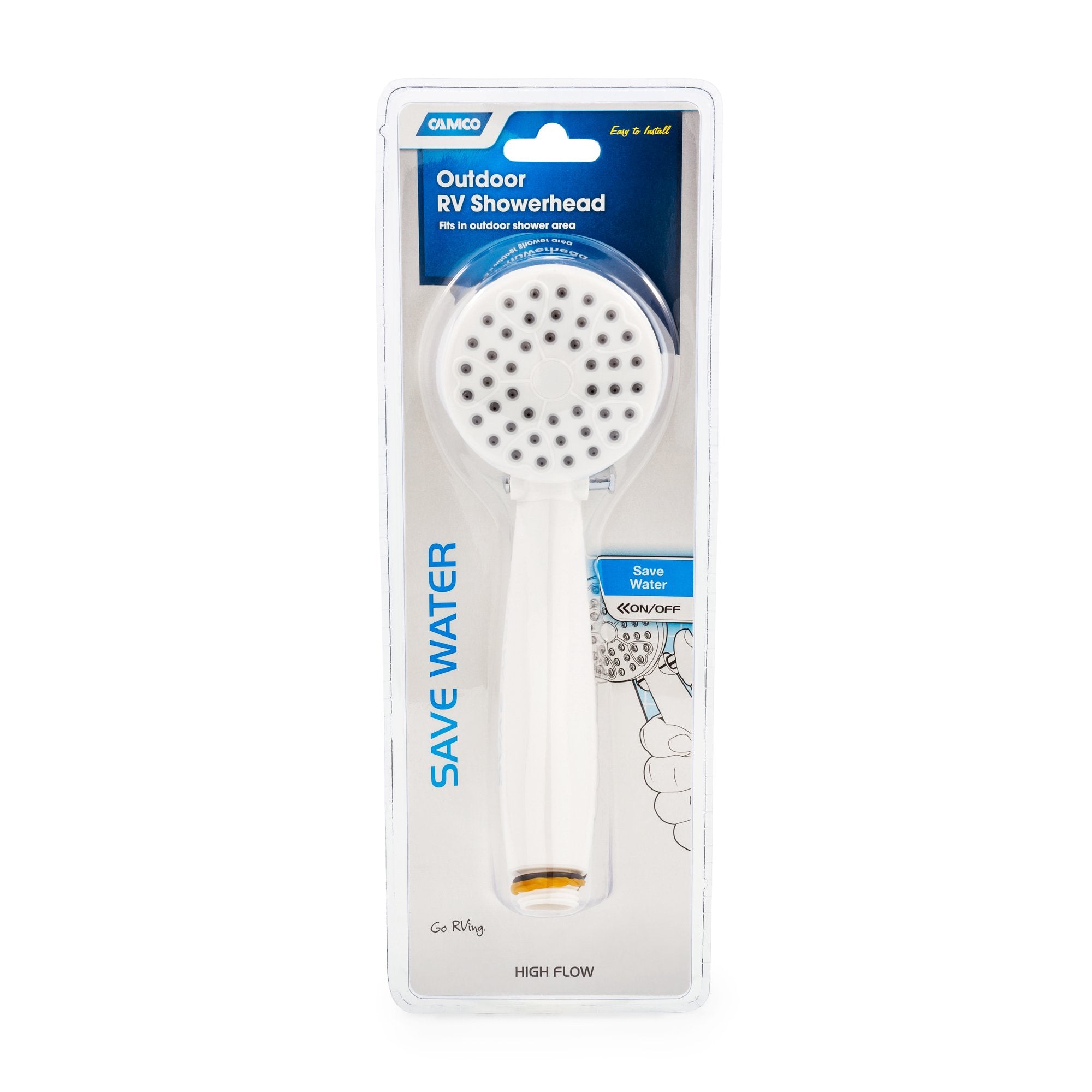 Camco Shower Head Outdoor - White w / On / Off Switch